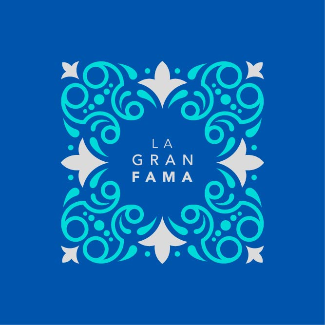 Logotipo LGF sobre fondo azul en dos tonos