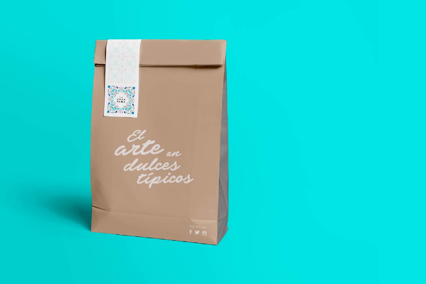 Logotipo LGF sobre bolsa de papel
