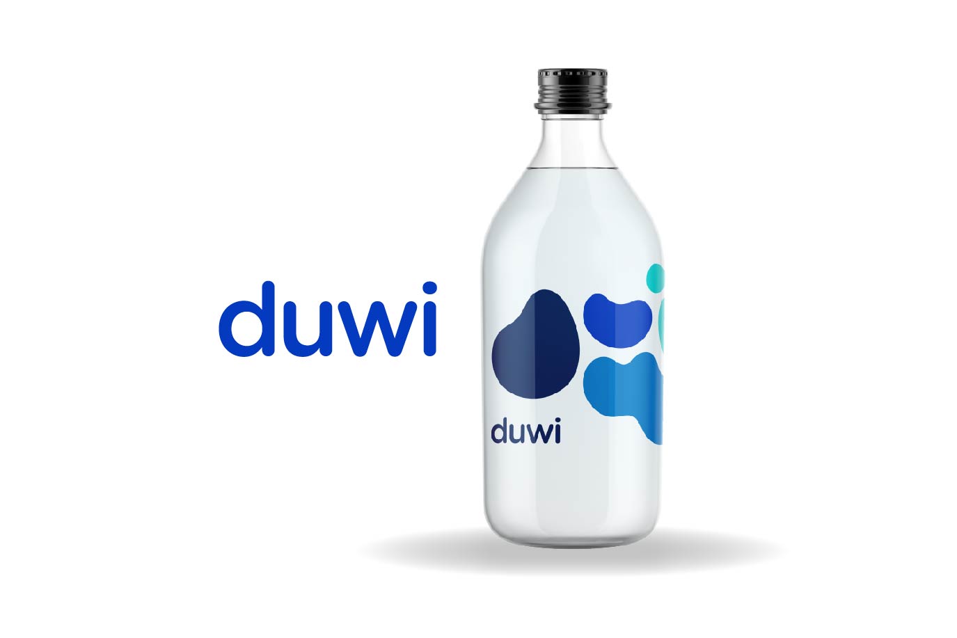 Logotipo duwi sobre botella de vidrio